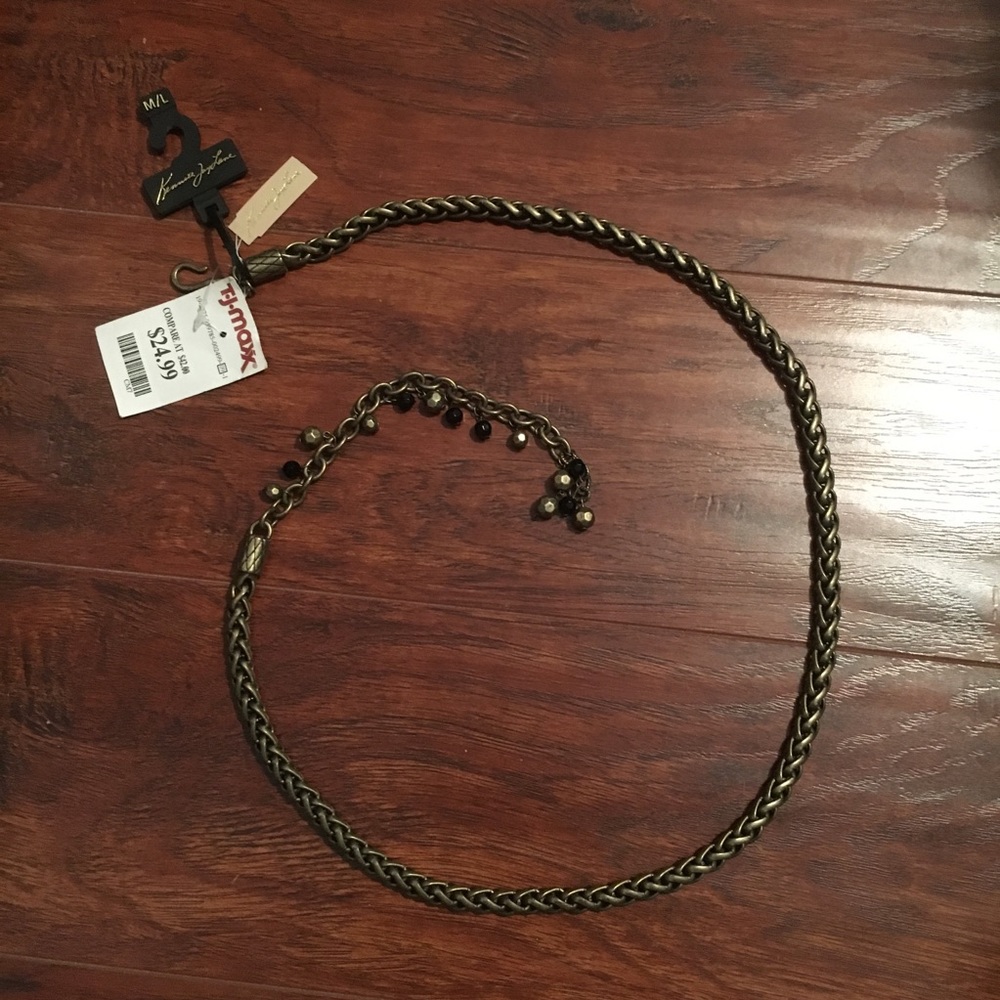 Gold chain belt with black.